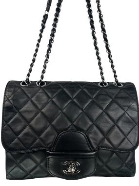 CHANEL CC Flap Bag Lambskin Silver Hardware